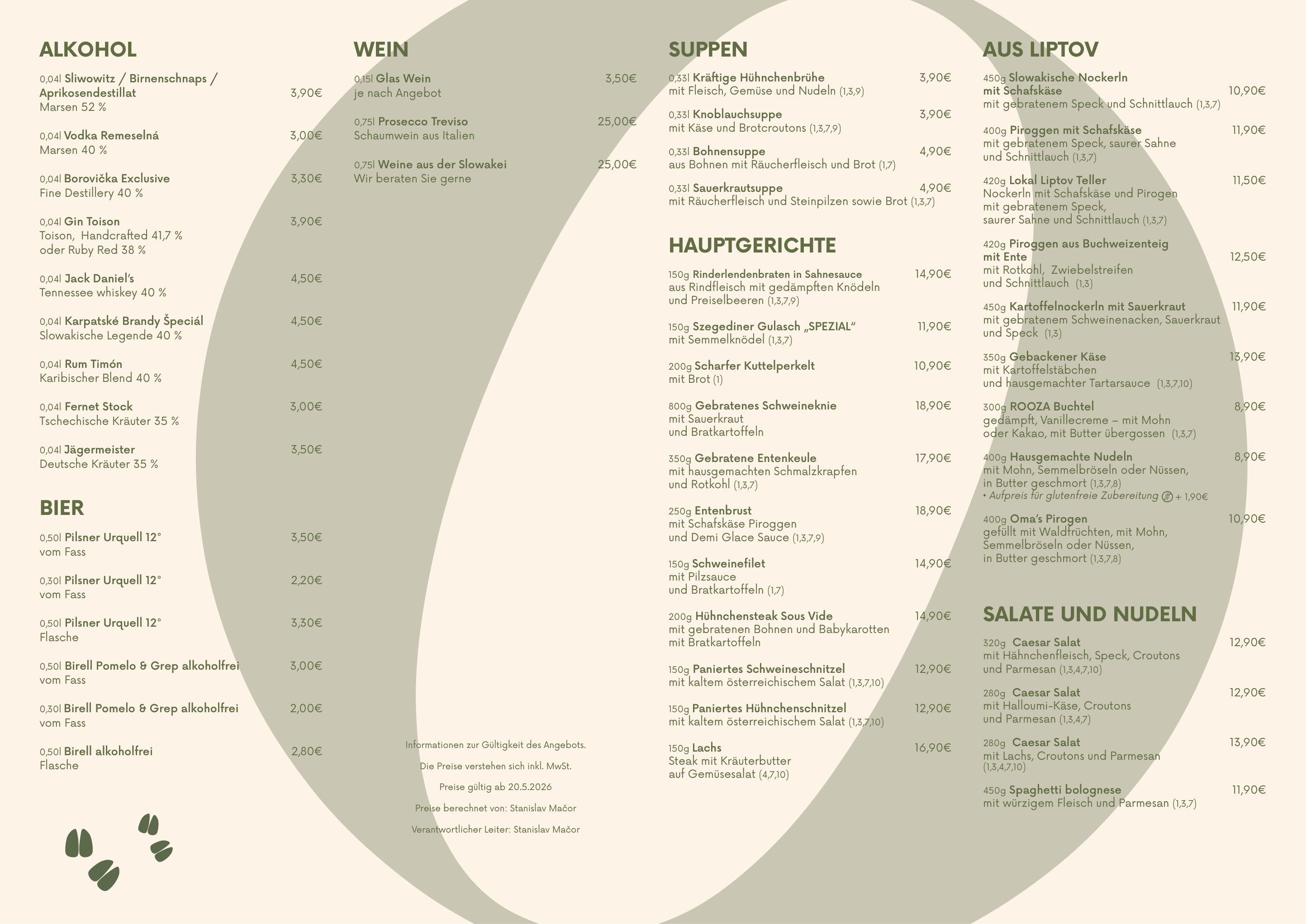 German menu Rooza 2026, page 2